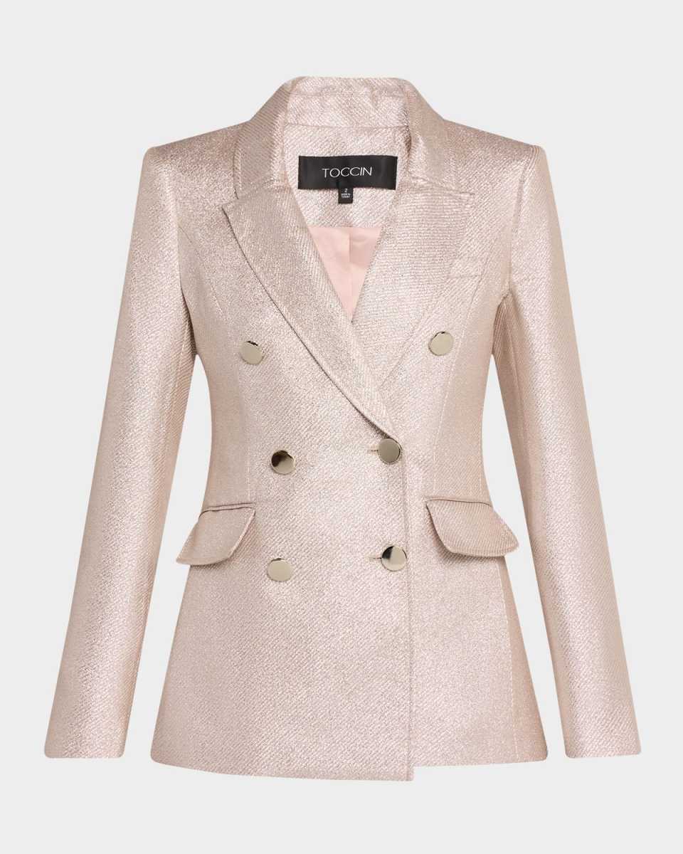 Mia Double-Breasted Metallic Blazer